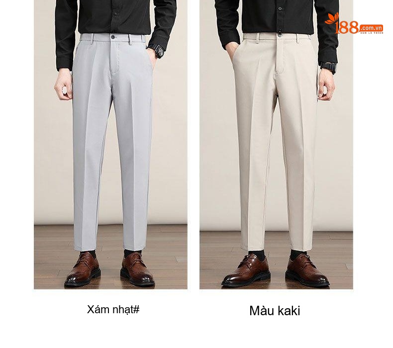 Quần Tây Nam Ống Đứng Co Giãn Phong Cách Hàn Quốc Màu Đen, Be, Xám chi tiết 8
