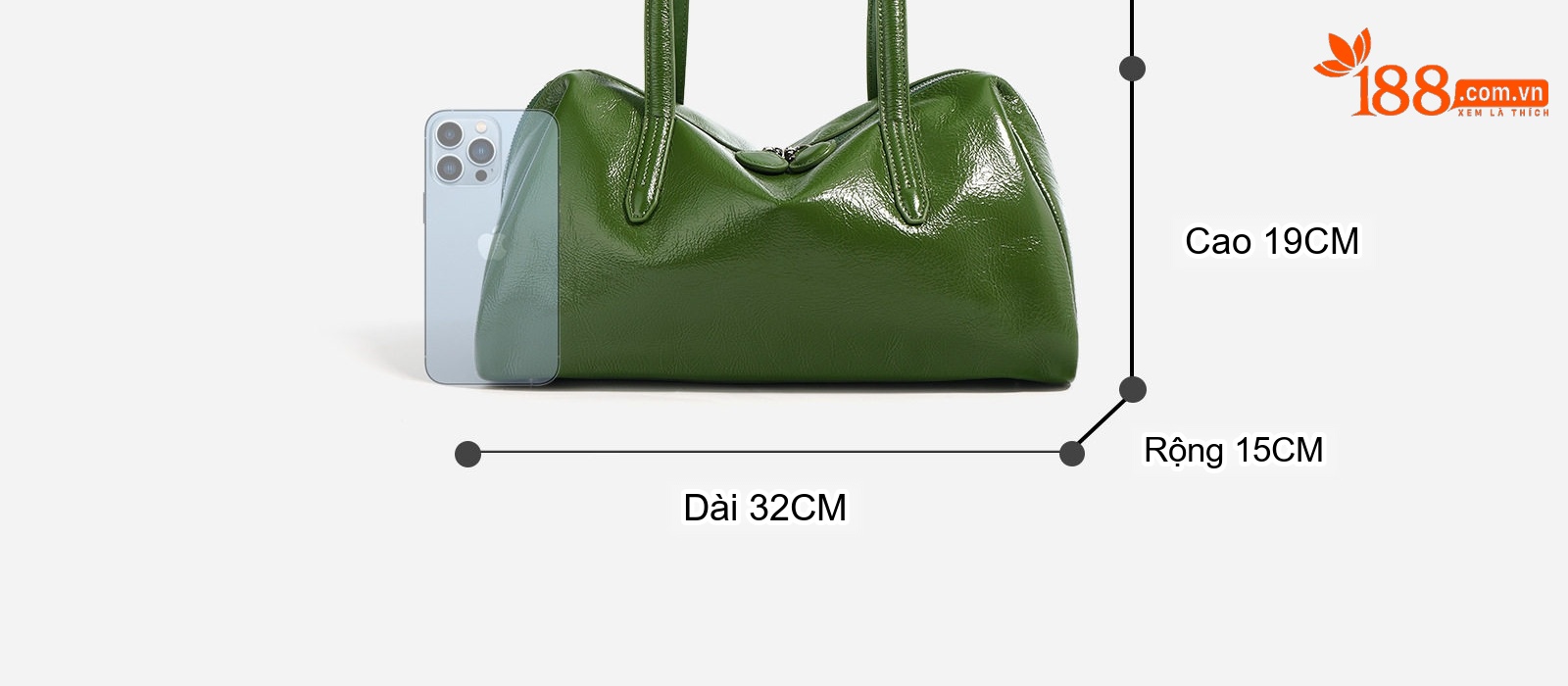 Túi Xách Nữ Da Bóng Retro Cao Cấp Đựng Vừa A4 Màu Xanh Lá Cây, Kem, Đỏ Rượu