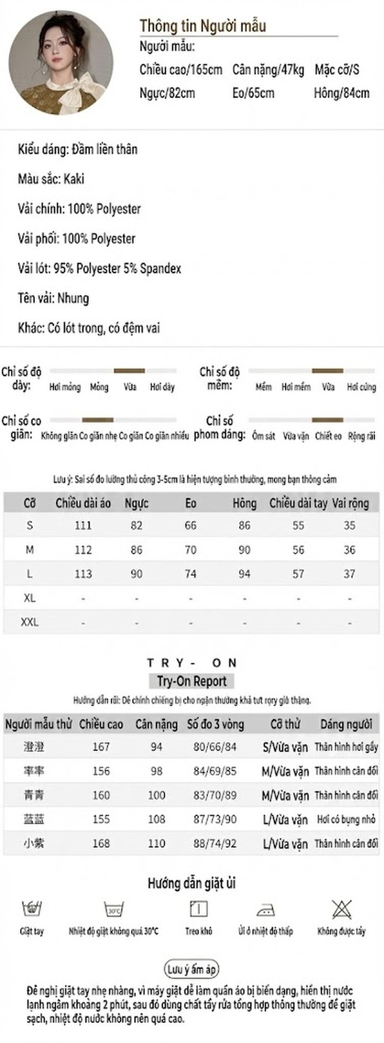 Váy liền thân Nữ Tay Loa Thân Ôm Thêu Hoa Cổ Tròn Nơ Bướm Chất Liệu Nhung Màu Nâu chi tiết 2