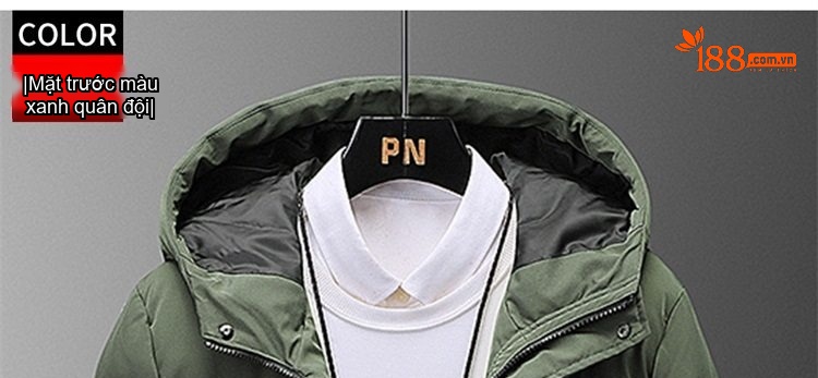 Áo Khoác Cotton Nam Dáng Dài Có Mũ Trùm Đầu Dày Dặn Giữ Ấm Phong Cách Thời Trang Màu Đen, Xanh Navy, Xanh Rêu chi tiết 21