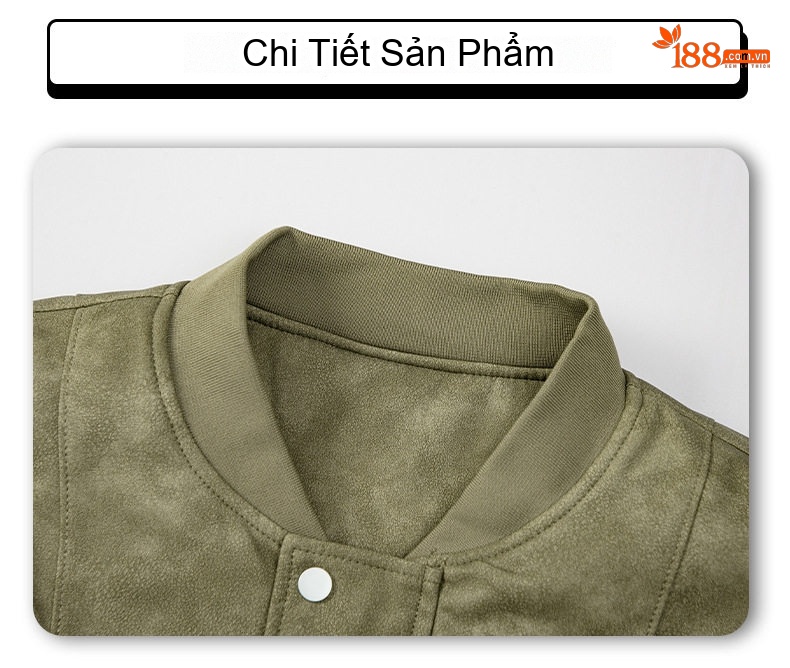 Áo Khoác Da PU Nam Cổ Bóng Chày Phong Cách Đường Phố Màu Nâu, Xanh, Xám chi tiết 23