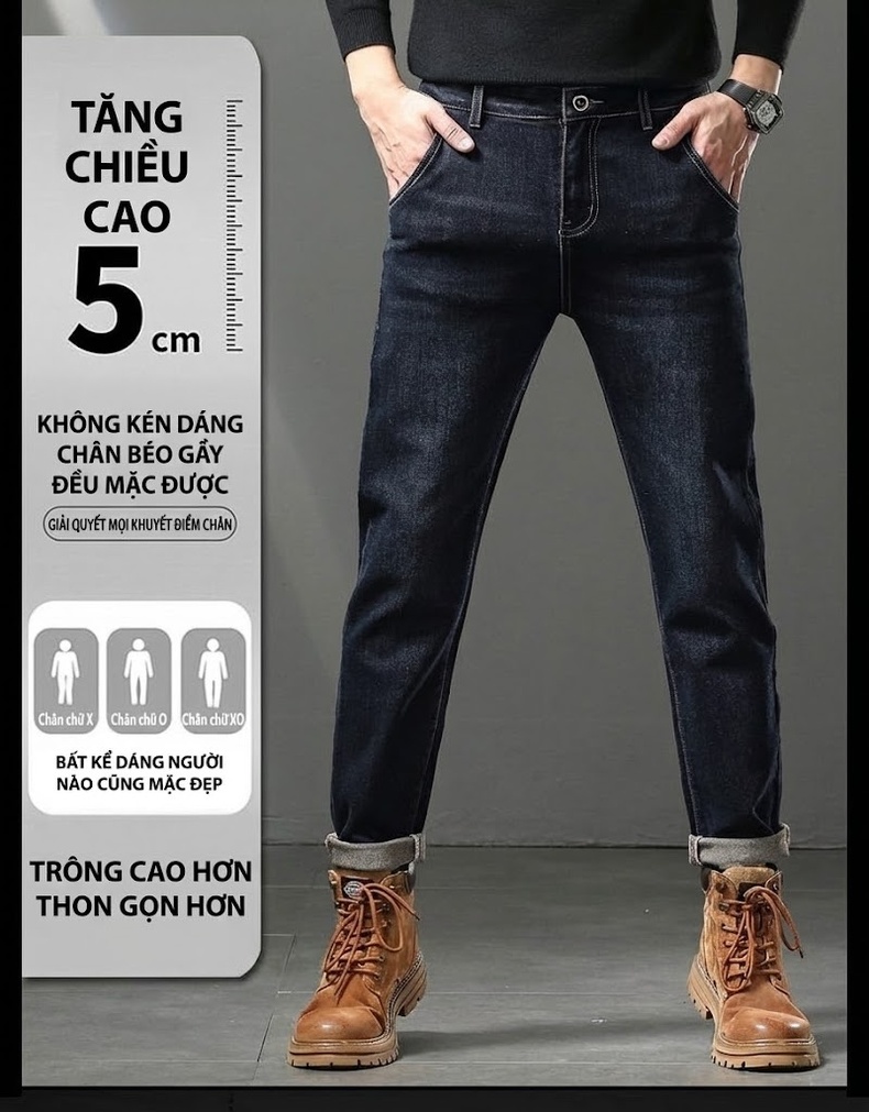 Quần Jean Nam Ống Suông Dáng Rộng Phong Cách Hàn Quốc Màu Đen, Xanh Đen chi tiết 4