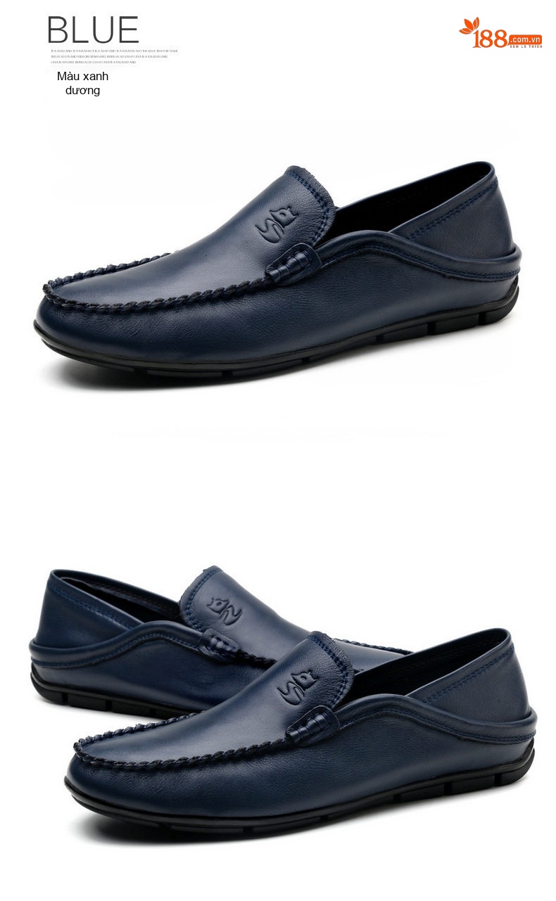 Giày Lười Nam Da Bò Chiều Cao Đế Khoảng 2cm Phong Cách Anh Quốc Màu Đen, Nâu, Trắng, Xanh Navy... chi tiết 43