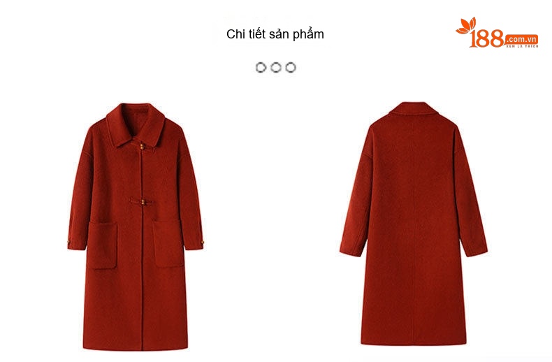 Áo Khoác Dạ Nữ Cổ Điển Khuy Nút Trung Hoa Màu Đỏ, Trắng Kem, Đen chi tiết 35