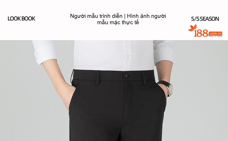 Quần Tây Nam Ống Côn Mỏng Mát Phong Cách Thanh Lịch Màu Đen, Xám, Xanh Navy chi tiết 6