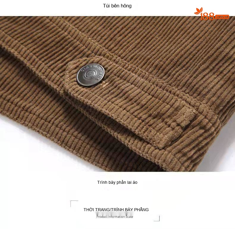 Áo Khoác Nhung Tăm Nam Cổ Bẻ Phong Cách Retro Màu Nâu, Xám, Đen chi tiết 14