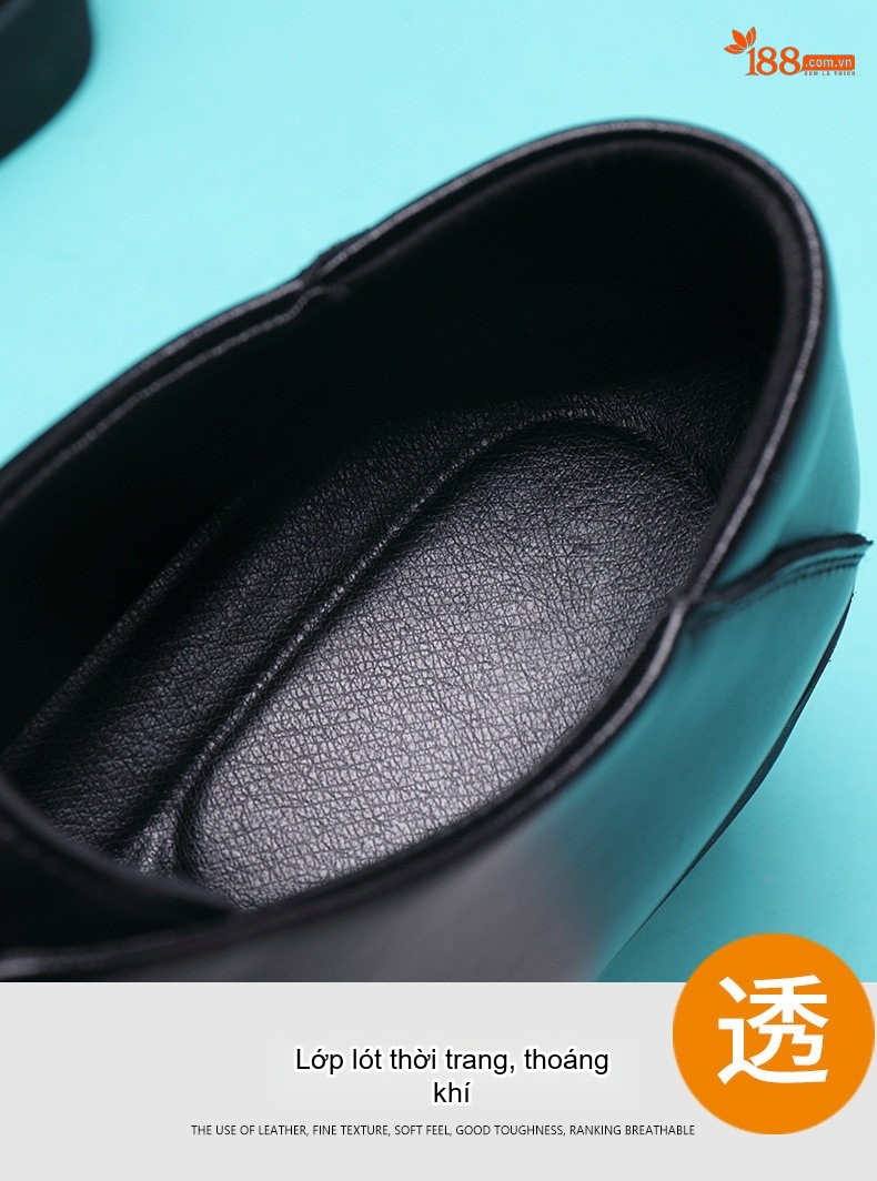 Giày Tây Buộc Dây Nam Da Bóng Tăng Chiều Cao Đế Khoảng 3cm Lót Lông Màu Đen, Nâu chi tiết 17