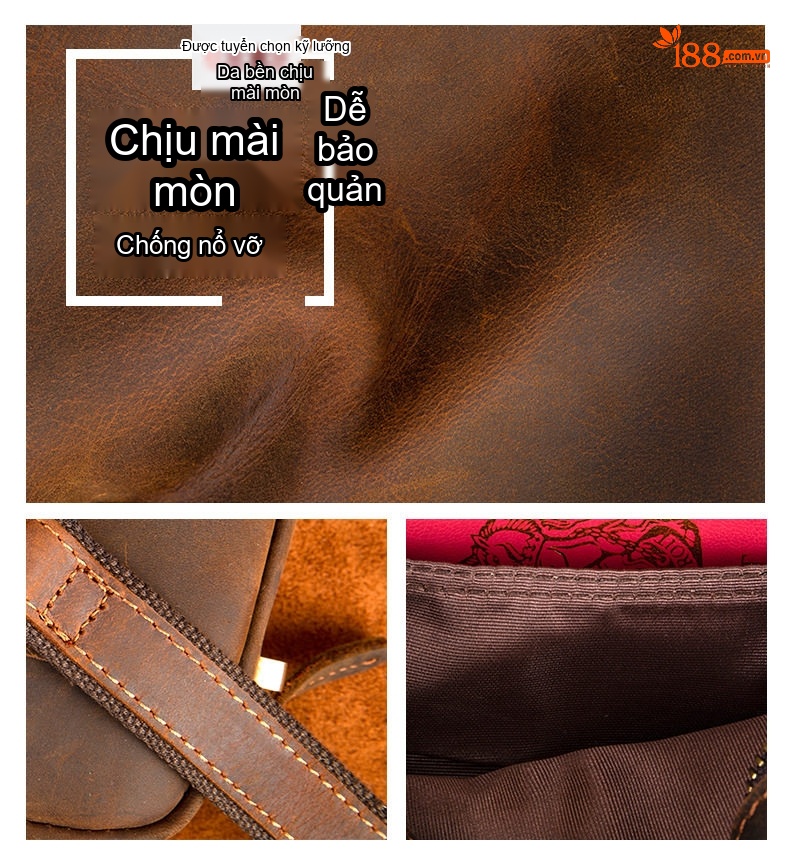 Túi Đeo Chéo Nam Da Thật MaraLete, Túi Đựng Ipad, Clutch Cầm Tay Da Thật Màu Nâu chi tiết 10