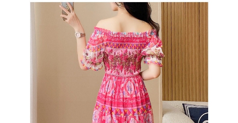 Váy Maxi Nữ Hở Vai Mùa Hè, Vải Voan Lưới Họa Tiết Hoa Nhỏ, Phong Cách Pháp chi tiết 10