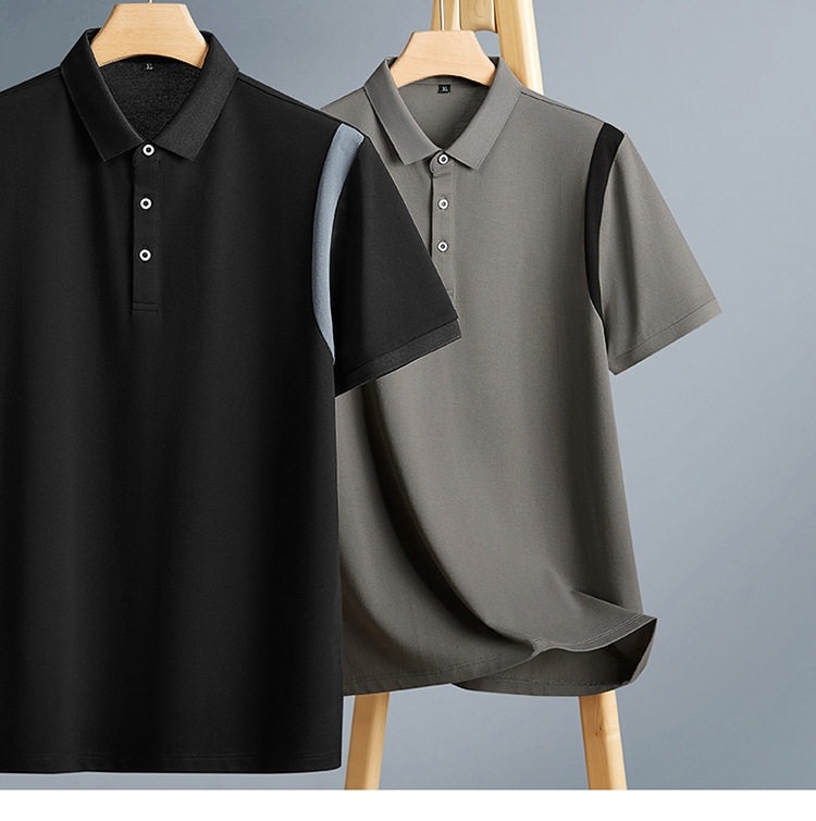 Áo Polo Nam Tay Ngắn Form Rộng Thoáng Khí Màu Đen, Xám chi tiết 4