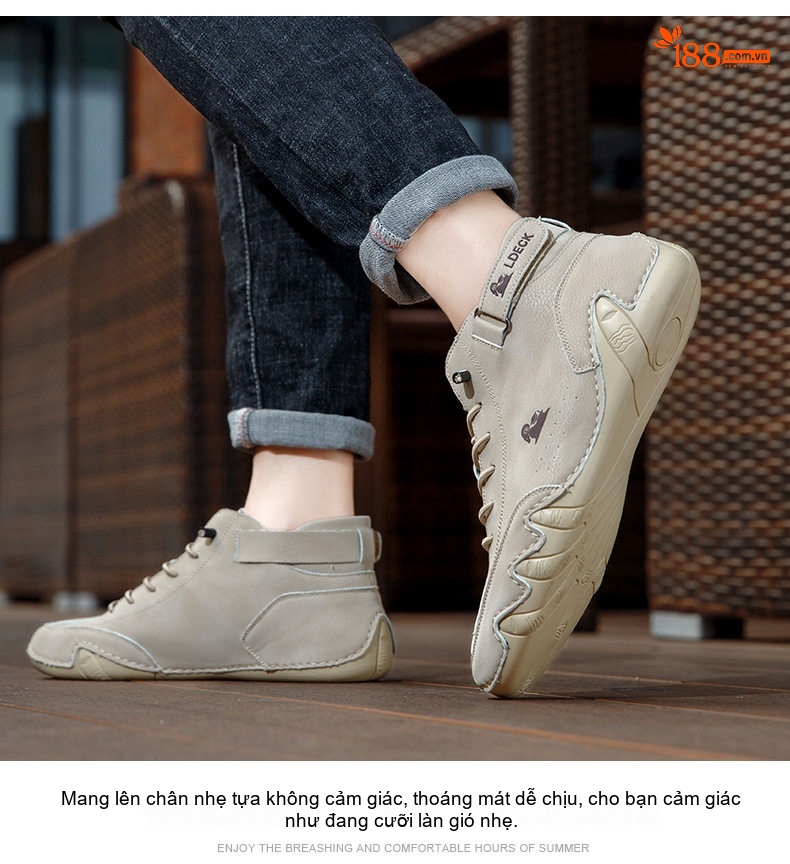Giày Boot Martin Nam Cổ Cao Da Mờ Chiều Cao Đế Khoảng 3cm Màu Be, Nâu, Xám, Đen chi tiết 17