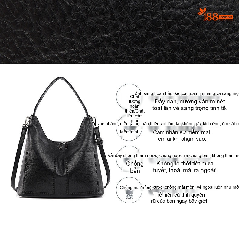 Túi Tote Da Mờ Đeo Vai Đựng Vừa A4 Phong Cách Casual Màu Đen, Nâu chi tiết 7