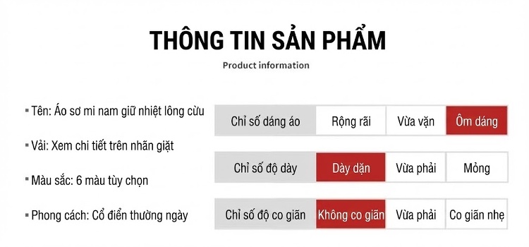 Áo Sơ Mi Nam Lót Lông Cừu Giữ Nhiệt Dài Tay Màu Trắng, Xanh Dương, Tím chi tiết 13