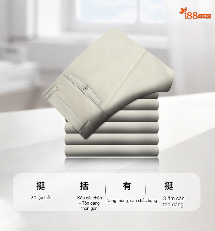 Quần Âu Nam Dáng Suông Mỏng Nhẹ Không Nhăn Cho Bố Trung Niên Màu Đen, Kem, Xám, Be chi tiết 34