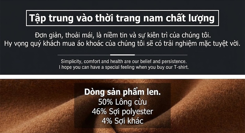 Áo Khoác Dạ Nam Dáng Dài Double Breasted Phong Cách Doanh Nhân Màu Nâu, Xám, Đen chi tiết 3