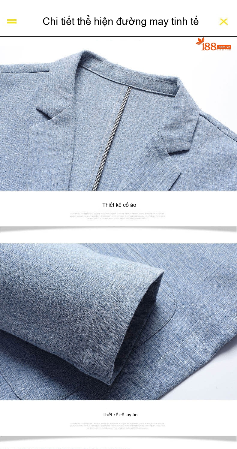 Áo Vest Blazer Nam Mỏng Nhẹ Phong Cách Hàn Quốc Màu Xám, Xanh chi tiết 11