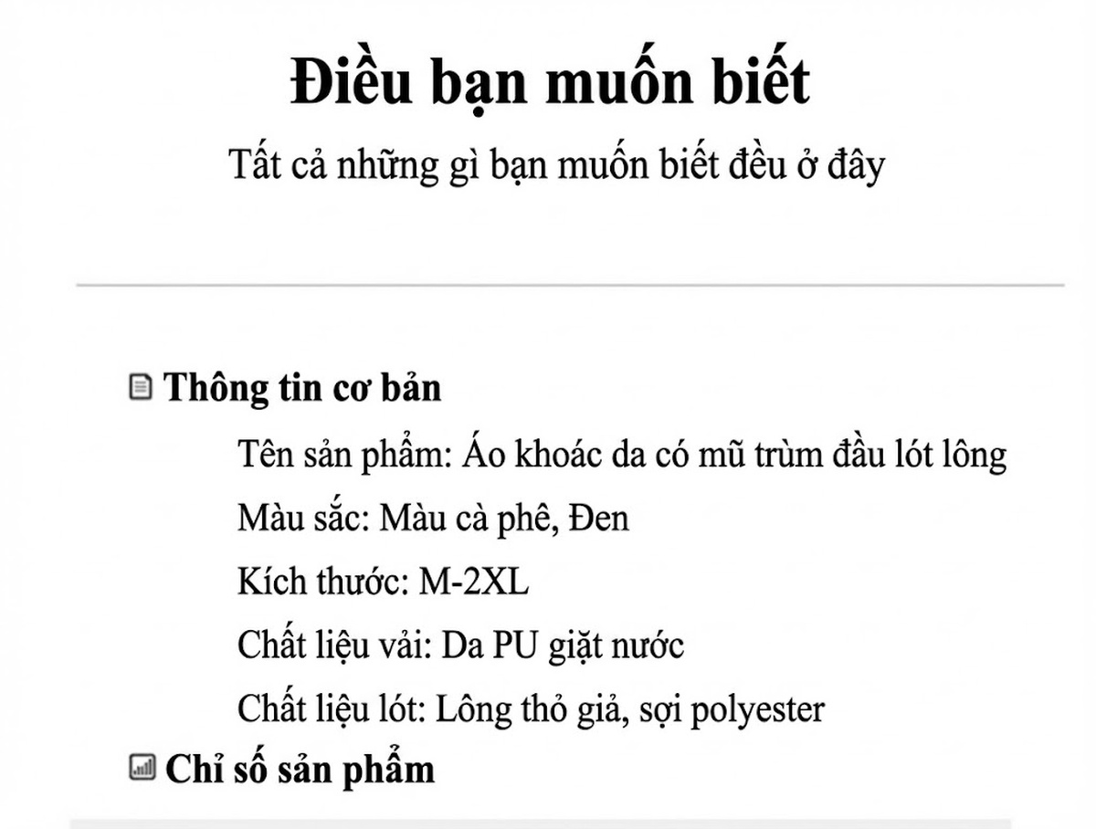 Áo Khoác Da Nữ Lót Lông Dày Dặn Có Mũ Trùm Đầu Dáng Ngắn Màu Đen chi tiết 1