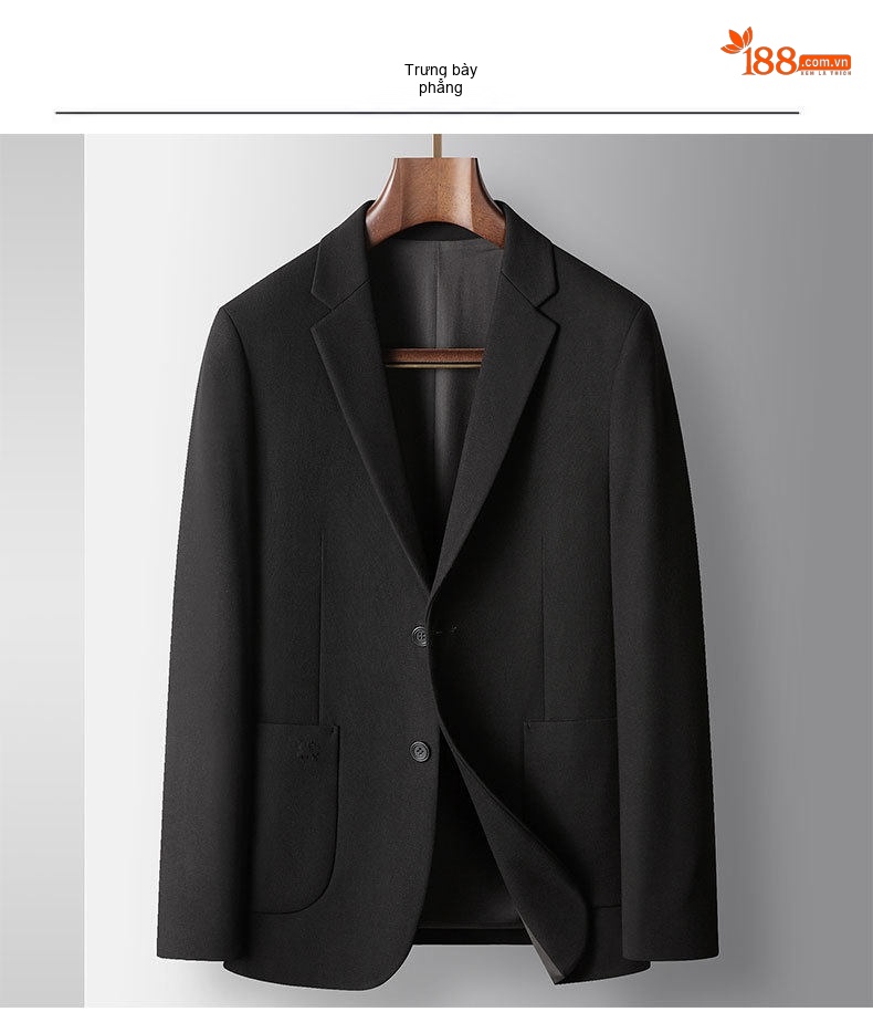 Áo Vest/Blazer Nam Vải Dệt Kiểu Slimfit Màu Đen chi tiết 6