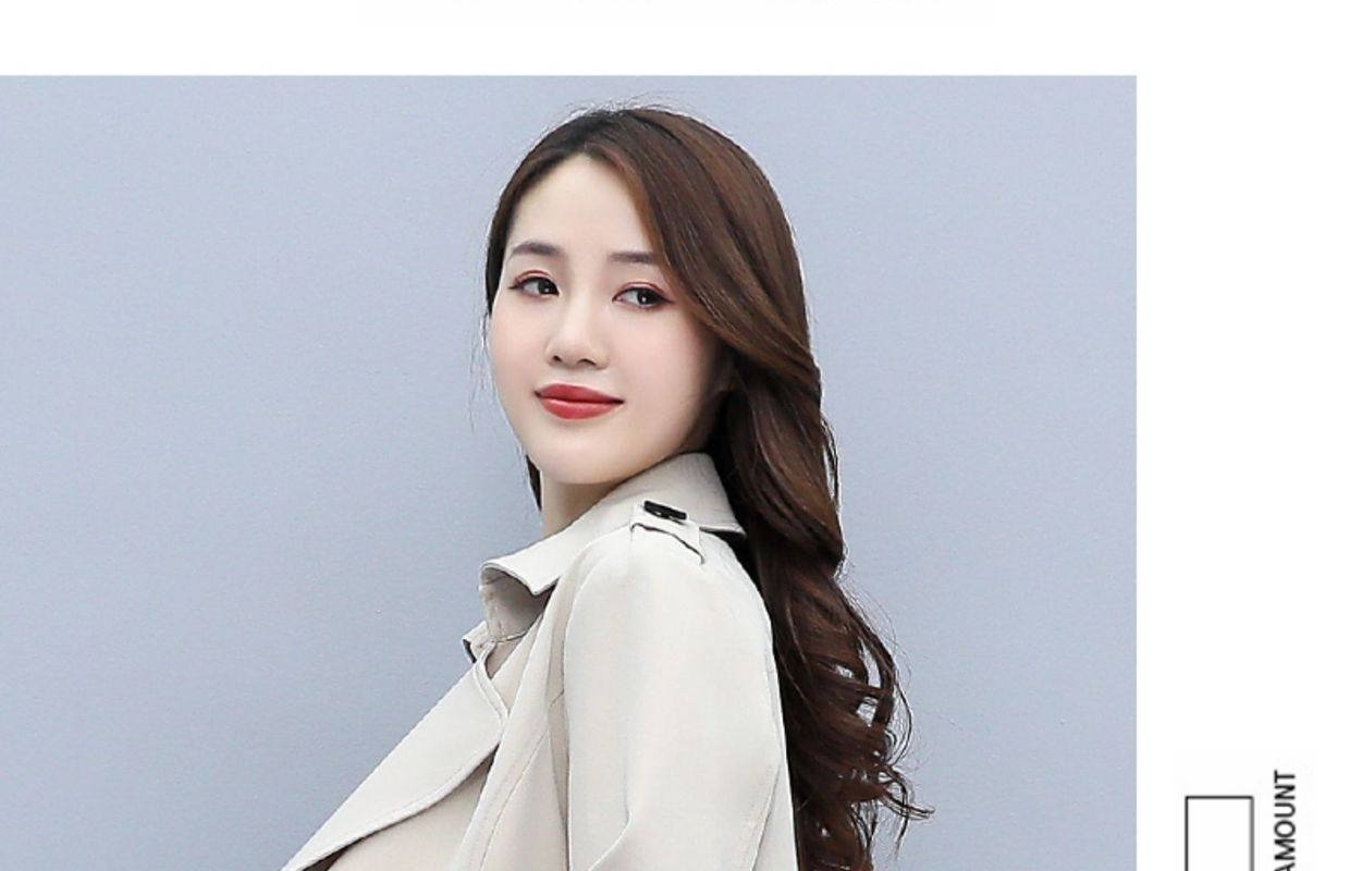 Áo Khoác Gió Nữ Dáng Ngắn Thiết Kế Thanh Lịch Màu Be chi tiết 14