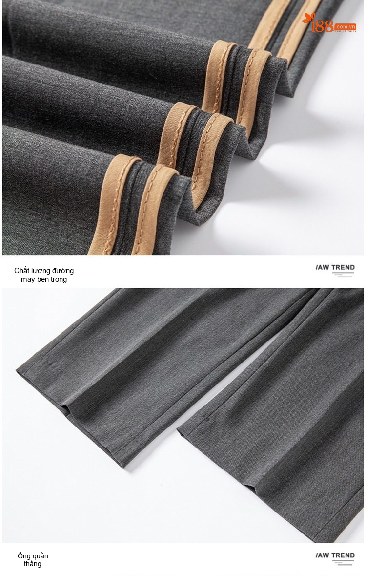 Quần Âu Nam Dáng Slimfit Vải Co Giãn Chống Nhăn Màu Đen, Xám, Xanh Navy chi tiết 34