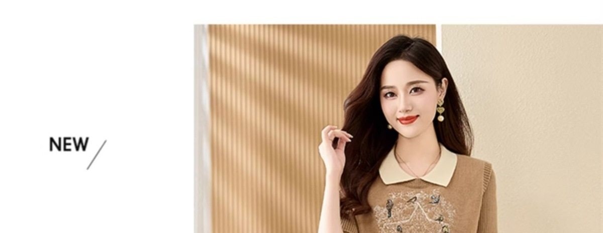 Set Bộ Dệt Kim Áo Và Chân Váy Dáng Dài Thêu Họa Tiết Phong Cách Thời Trang Màu Nâu, Xám chi tiết 18