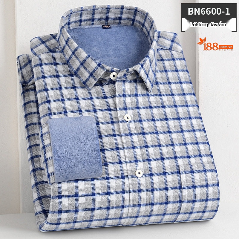 Áo Sơ Mi Nam Dài Tay Cotton Lót Lông Dày Dặn Giữ Ấm Màu Xanh Dương, Xám, Đen, Đỏ...