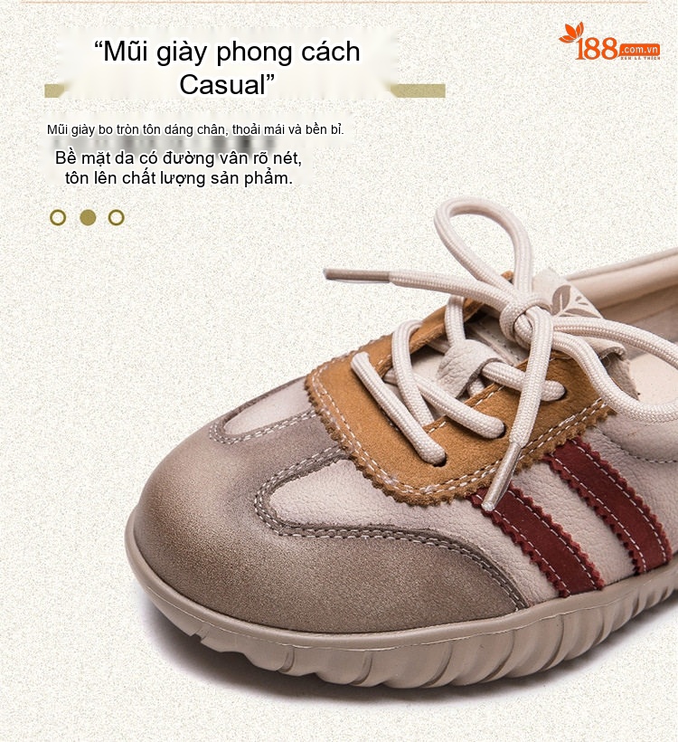 Giày Búp Bê Nữ Dây Buộc Vải Dệt Chiều Cao Đế Khoảng 2cm Màu Kem, Đỏ, Nâu, Xanh... chi tiết 5