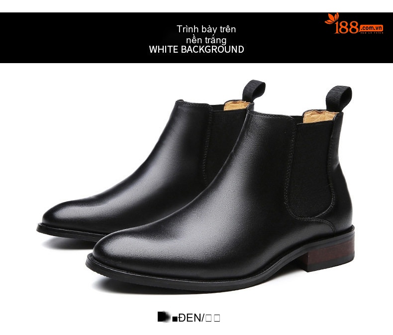 Giày Chelsea Boot Nam Da Bò Chiều Cao Đế Khoảng 3cm Màu Đen, Nâu chi tiết 14