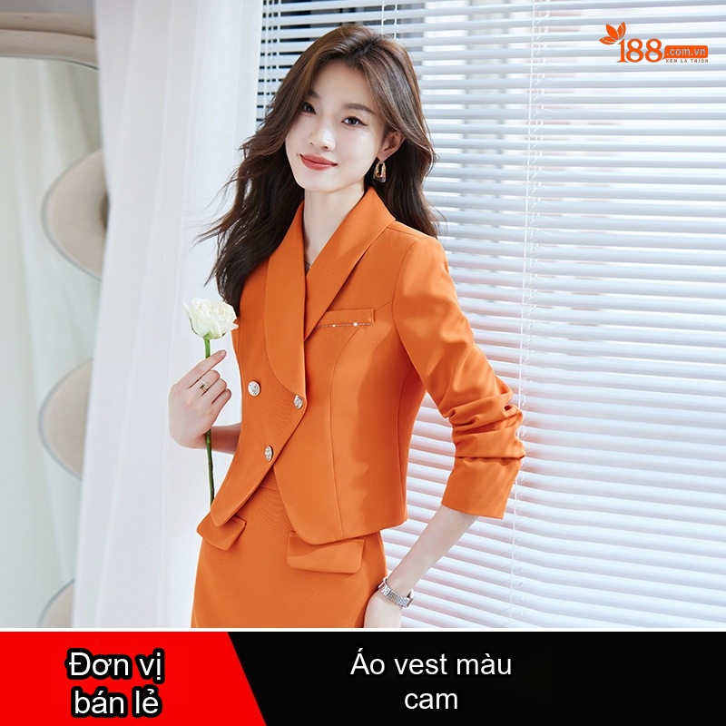 Bộ Vest Nữ Quần Ống Rộng Công Sở Cao Cấp Màu Đen, Tím, Cam, Xanh Lá