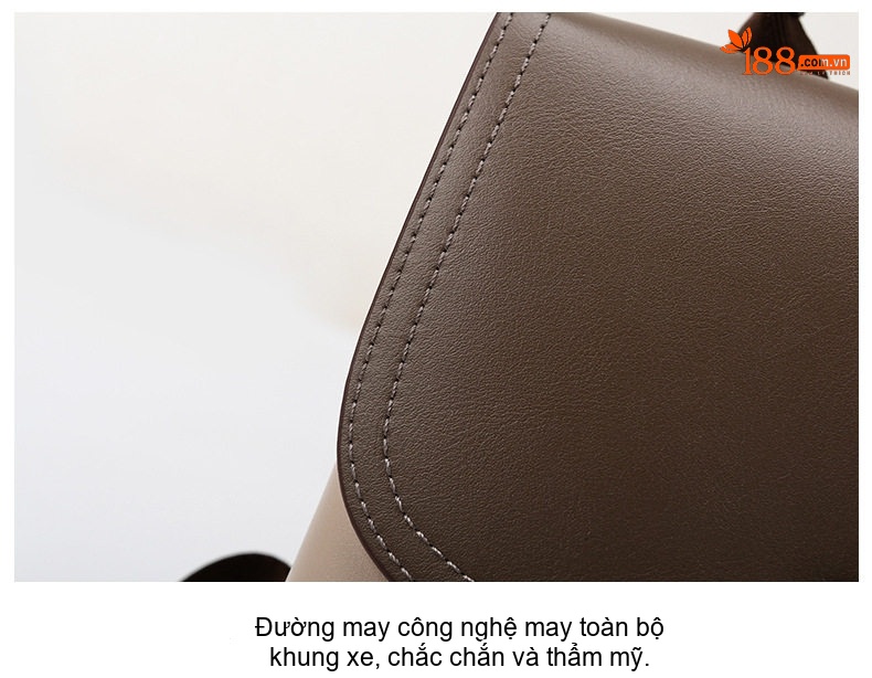 Balo Nữ Da Bóng Kiểu Dáng Đơn Giản Phối Màu Thời Trang Màu Nâu, Be chi tiết 18