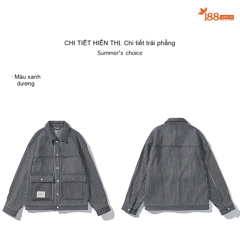 Áo Khoác Công Sở Nam Dáng Rộng Dày Dặn Họa Tiết Sọc Phong Cách Casual Màu Đen Trắng chi tiết 13
