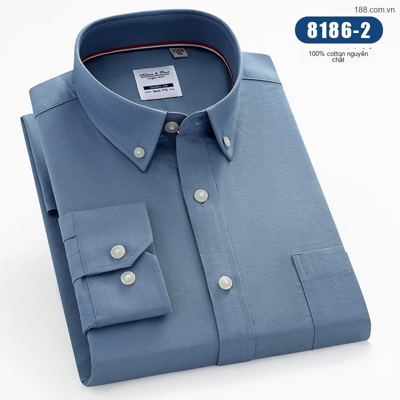 Áo Sơ Mi Nam Tay Dài Cotton Kẻ Sọc Thanh Lịch Phong Cách Công Sở Màu Trắng, Xanh, Đen, Đỏ...