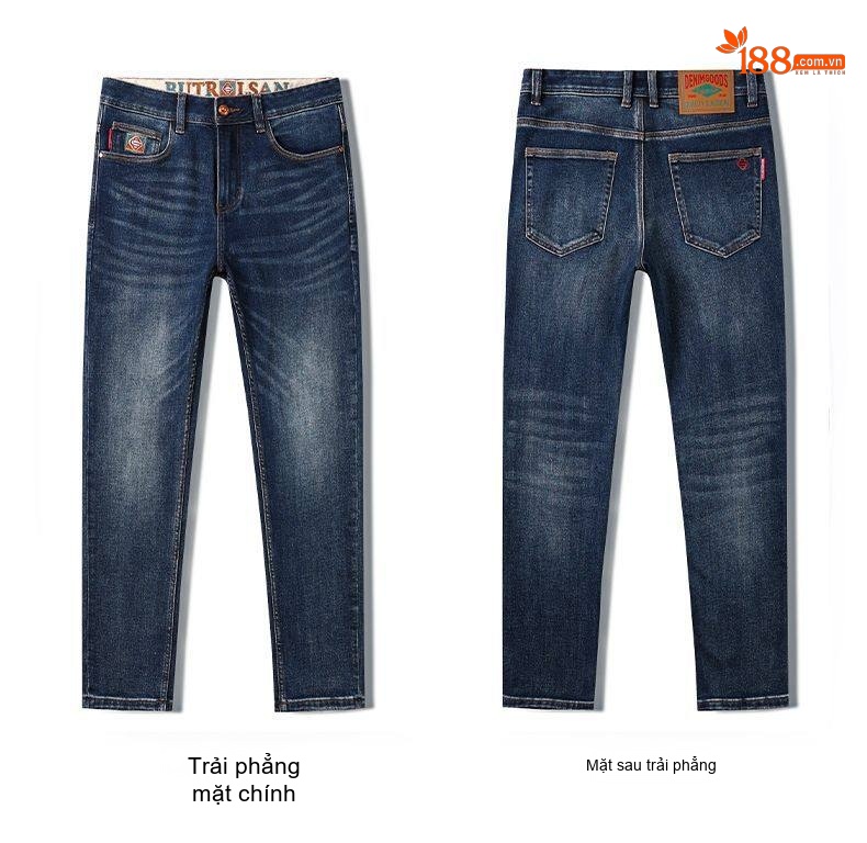 Quần Jeans Nam Ống Đứng Cao Cấp Dáng Ôm Vừa Vặn Màu Xanh Denim chi tiết 7