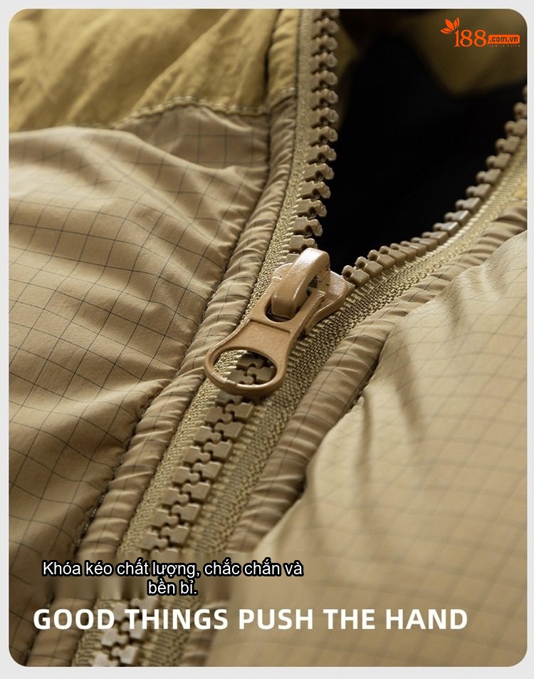 Áo Khoác Cotton Nam Nữ Có Mũ Trùm Đầu Tháo Rời Được Dáng Rộng Lót Dày Màu Vàng, Đen chi tiết 15