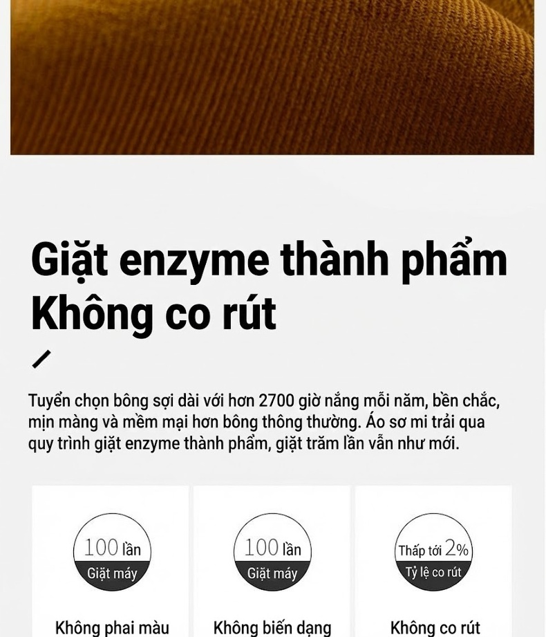 Áo Sơ Mi Nam Tay Dài Cotton Đũi Mỏng Màu Vàng, Xám, Xanh Dương, Đỏ... chi tiết 3