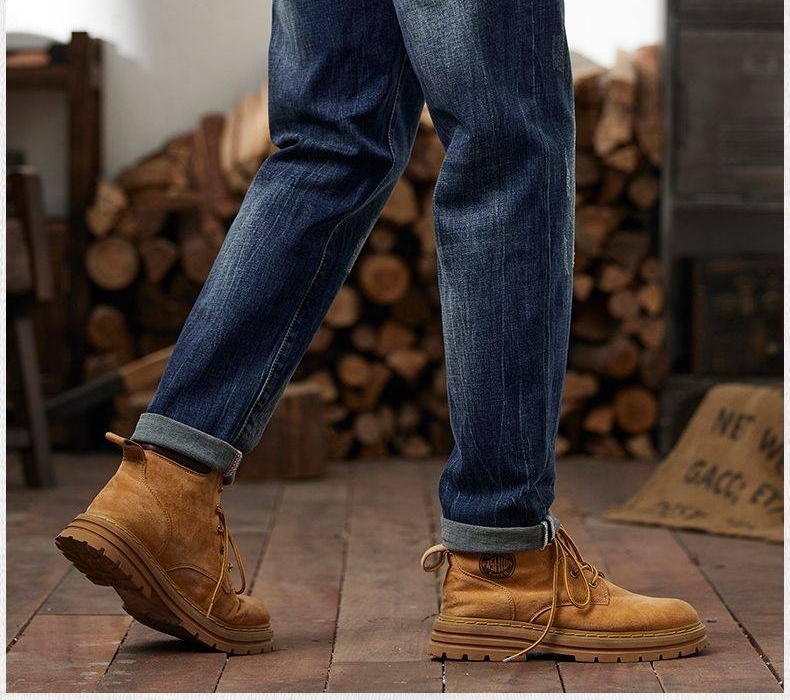 Quần Jean Nam Cotton Dáng Ôm Vừa Vặn Màu Xanh Denim chi tiết 8