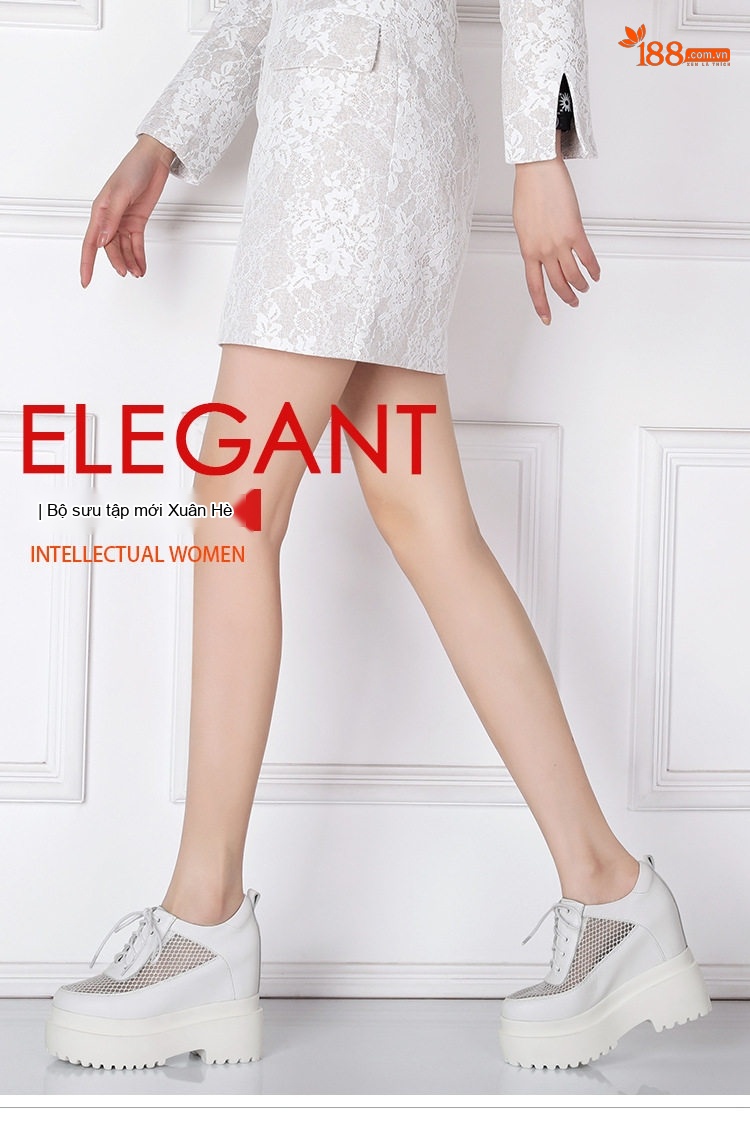 Giày Nữ Buộc Dây Da Bóng Đế Xuồng Lưới Thoáng Khí Chiều Cao Đế Khoảng 12cm Màu Đen, Trắng chi tiết 1