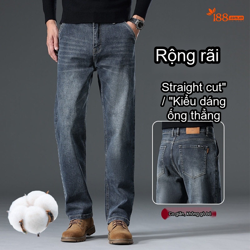 Quần Dài Nam Cotton Dáng Rộng Ống Suông Co Giãn Thoải Mái Màu Be, Đen, Xám, Xanh Navy chi tiết 15