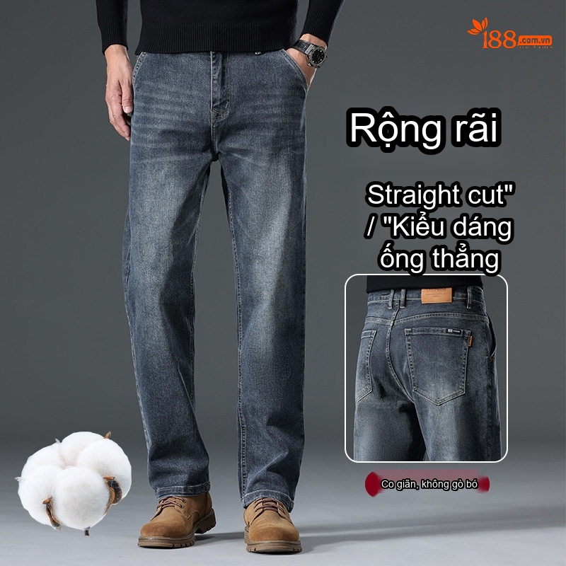 Quần Jean Nam Ống Đứng Co Giãn Phong Cách Thời Trang Màu Xanh Dương, Xám chi tiết 15