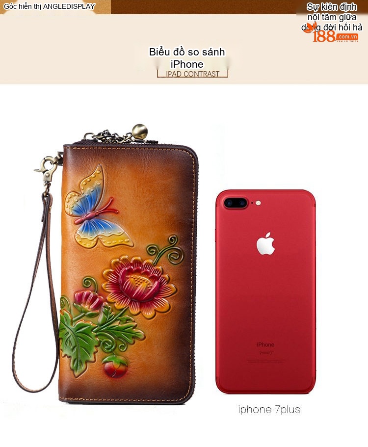 Ví Nữ Da Bò Dáng Dài Khóa Kéo Phong Cách Cổ Điển Màu Nâu, Xanh Navy chi tiết 10