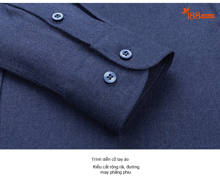 Áo Sơ Mi Nam Tay Dài Cotton Mài Lông Màu Xám, Đỏ, Xanh Dương, Xanh Lá... chi tiết 15