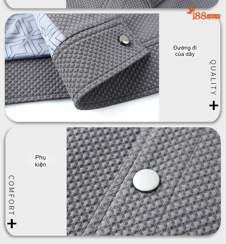 Áo Khoác Công Sở Nam Dệt Kim Co Giãn Màu Đen, Xám Đậm, Xám, Nâu chi tiết 5