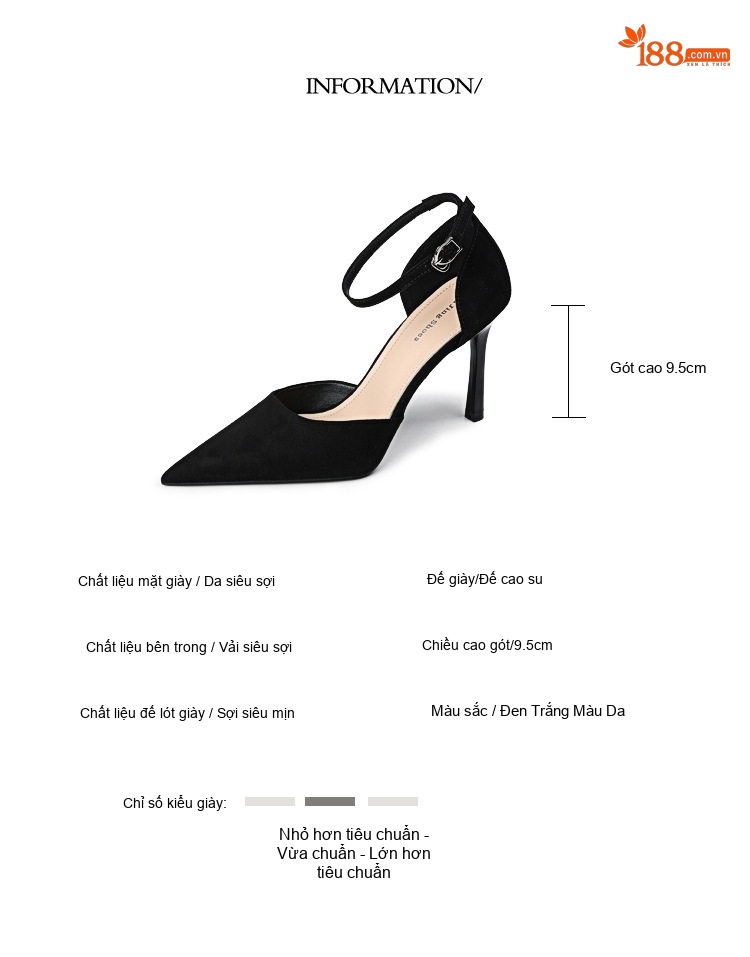 Giày Cao Gót Nữ Mũi Nhọn Hở Lưng Quai Ngang Chiều Cao Đế Khoảng 7cm Màu Đen, Kem chi tiết 2