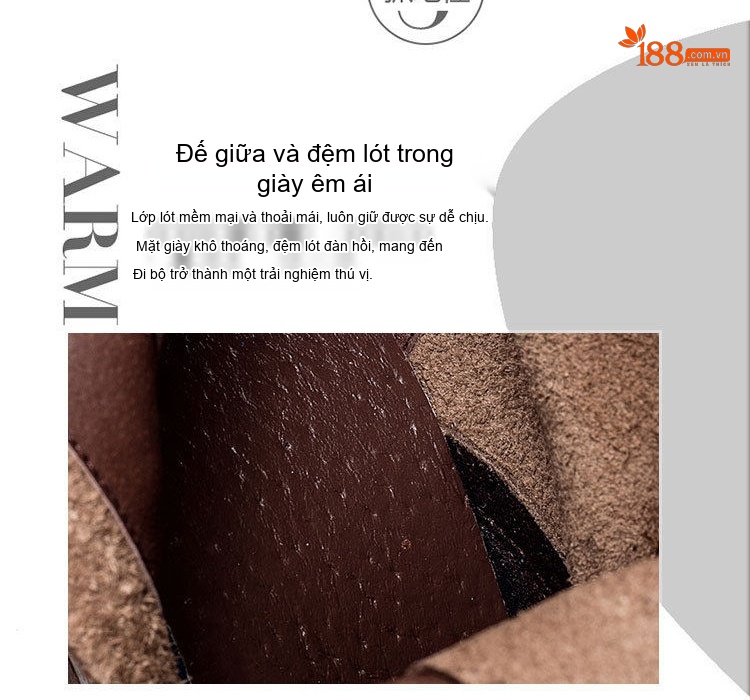 Boot Martin Nữ Da Bò Gót Vuông Chiều Cao Đế Khoảng 5cm Khóa Kéo Bên Hông Màu Đen, Nâu chi tiết 6