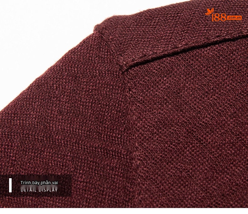 Áo Polo Nam Tay Dài Dệt Kim Cashmere Chống Nhăn Màu Đen, Đỏ Rượu Vang, Xám chi tiết 20