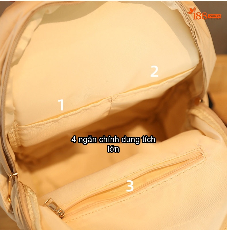 Balo Nữ Đeo Vai Hai Dây Mềm Mại Chống Sốc Thoải Mái Size Vừa Bền Bỉ Màu Be chi tiết 22
