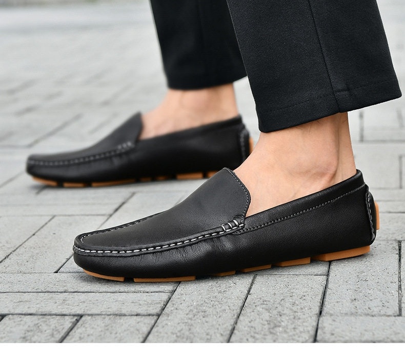 Giày Lười Nam Da Thật Lót Lông Chiều Cao Đế Khoảng 2cm Màu Đen, Nâu, Xanh, Trắng... chi tiết 21