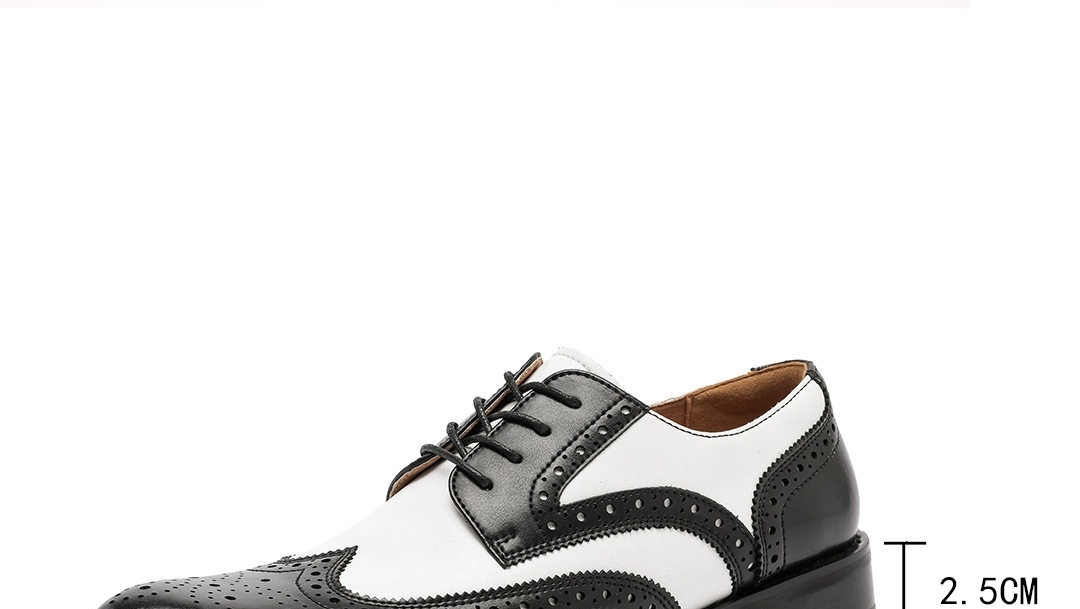 Giày Tây Buộc Dây Nam Da Thật Brogue Phối Màu Chiều Cao Đế Khoảng 3cm Màu Đen, Trắng, Nâu chi tiết 4