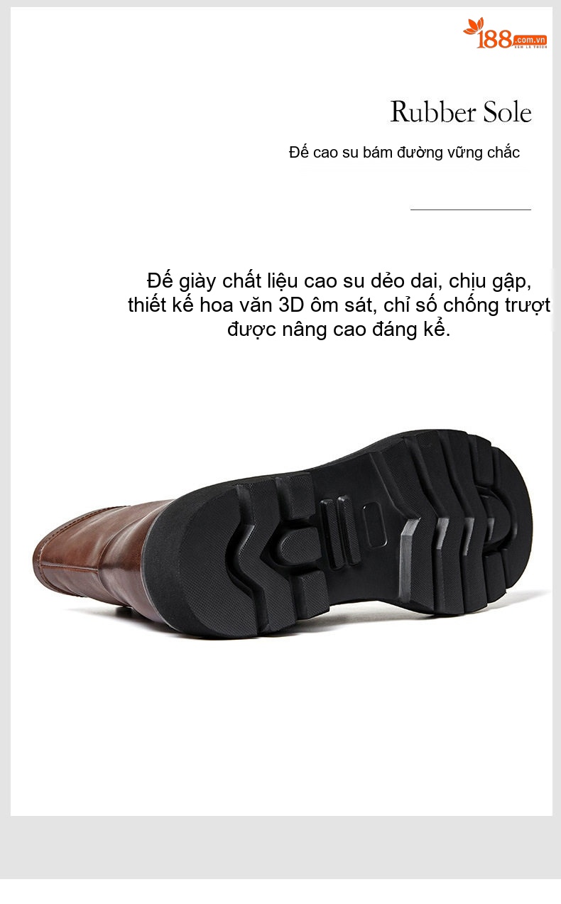 Giày Martin Nam Da Bóng Cổ Lửng Buộc Dây Phong Cách Retro Chiều Cao Đế Khoảng 3cm Màu Nâu, Đen chi tiết 14