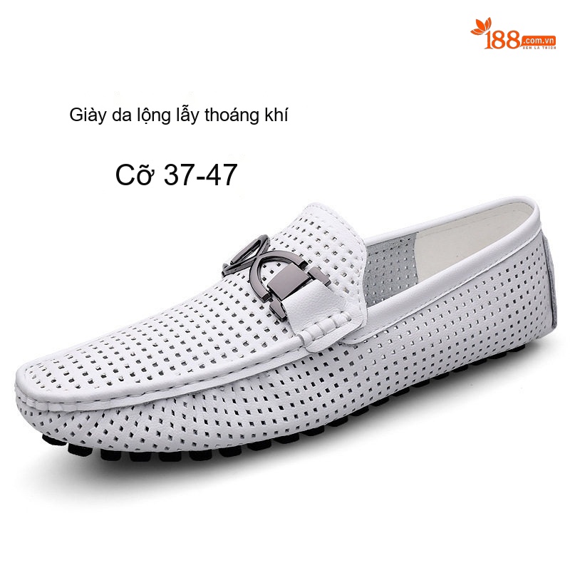 Giày Lười Nam Da Mềm Thoáng Khí Chiều Cao Đế Khoảng 2cm Màu Trắng, Vàng, Đen